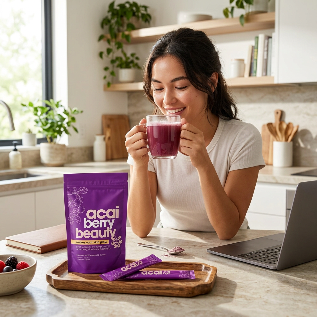 Beauty Berry Drink Powder | Acai Raspberry Cranberry Elderberry Blend