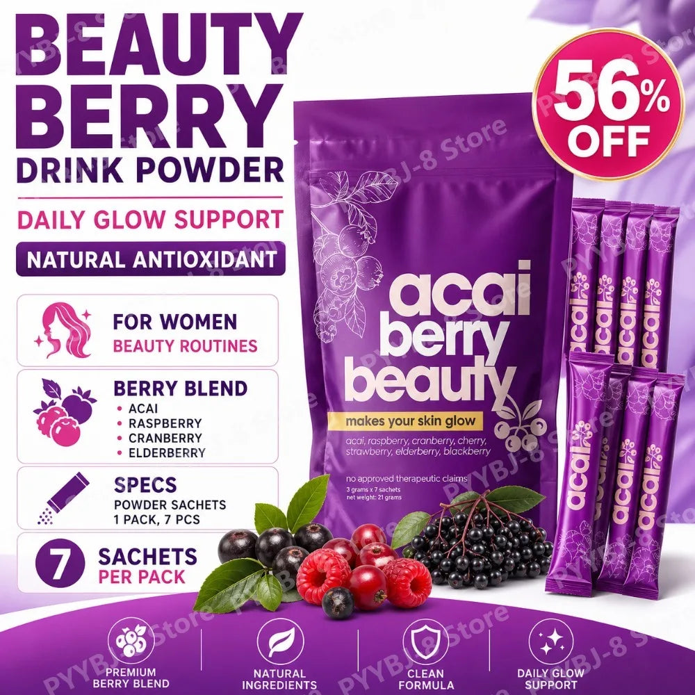 Beauty Berry Drink Powder | Acai Raspberry Cranberry Elderberry Blend